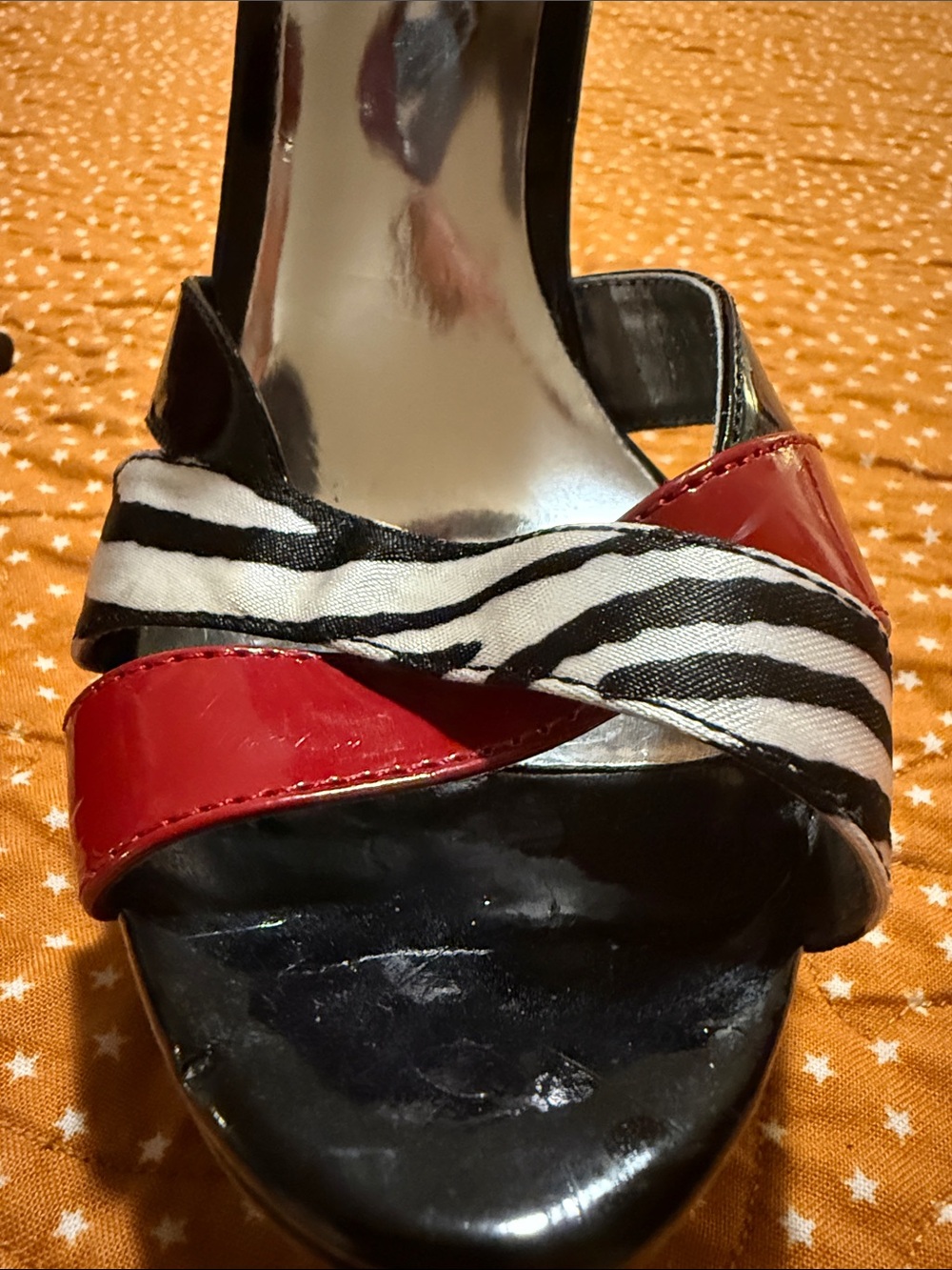 Guess Red Patent and Zebra Print Platform High Heel Sandals - Picture 6 of 7